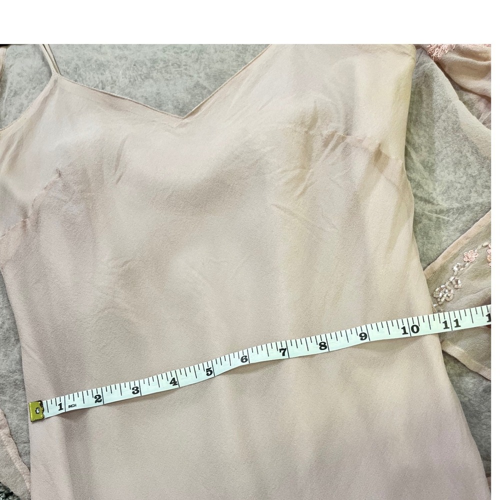 Scala Vintage 100% Silk Pink Beaded Floral Maxi Dress & Jacket Set Womens S - Picture 11 of 16